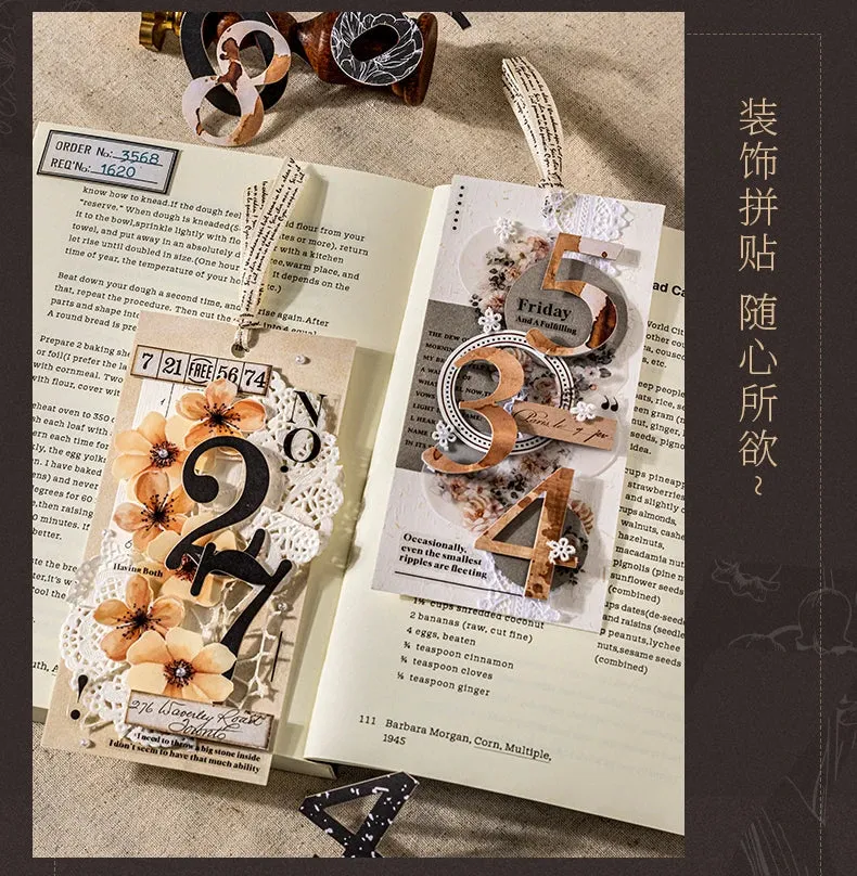Journal GO 20pcs Creative Hard Card Vintage Numbers Stickers for Photo Frame Scrapbooking Journaling diy Retro Number Sticker