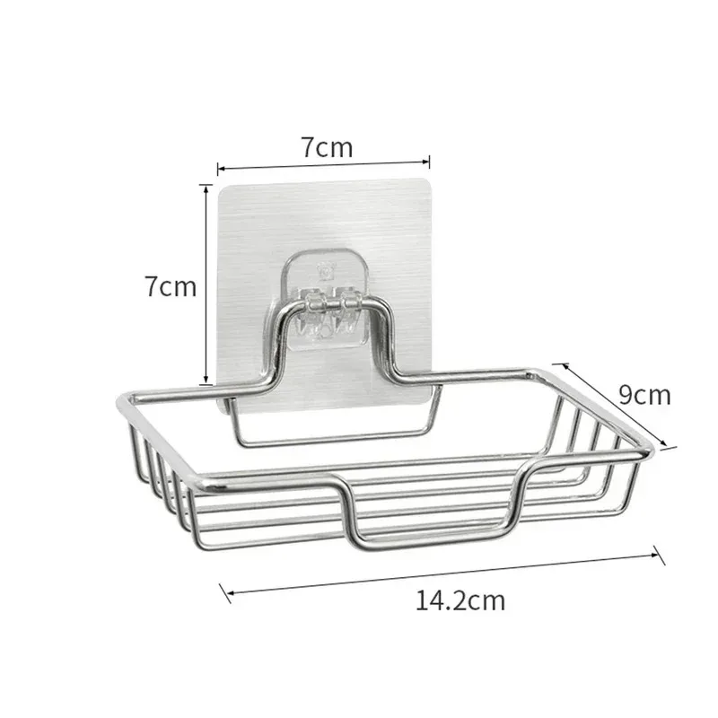 1Pcs Bathroom Soap Holder Wall Mounted Soap Rack Holder Stainless Steel Self Adhesive Soap Rack Wall Mounted Dish