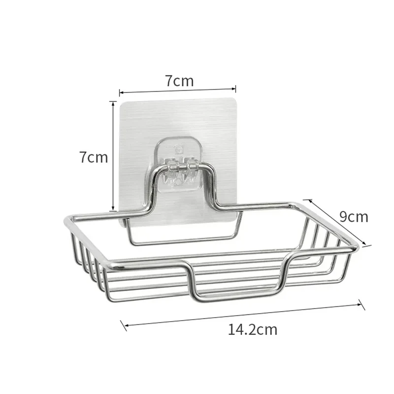 1Pcs Bathroom Soap Holder Wall Mounted Soap Rack Holder Stainless Steel Self Adhesive Soap Rack Wall Mounted Dish
