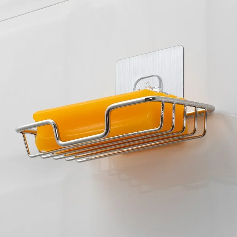 1Pcs Bathroom Soap Holder Wall Mounted Soap Rack Holder Stainless Steel Self Adhesive Soap Rack Wall Mounted Dish