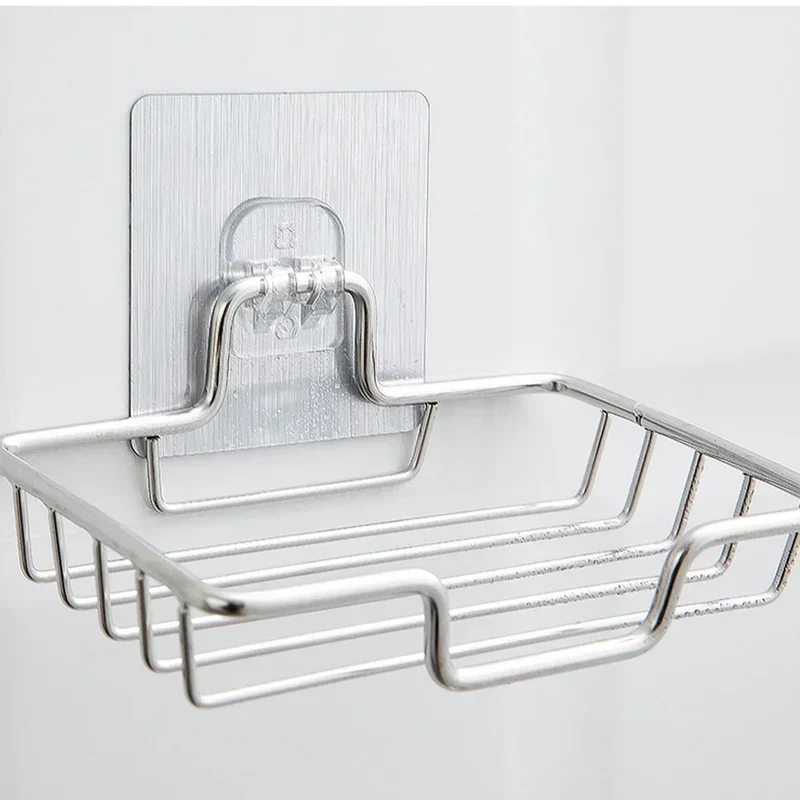 1Pcs Bathroom Soap Holder Wall Mounted Soap Rack Holder Stainless Steel Self Adhesive Soap Rack Wall Mounted Dish
