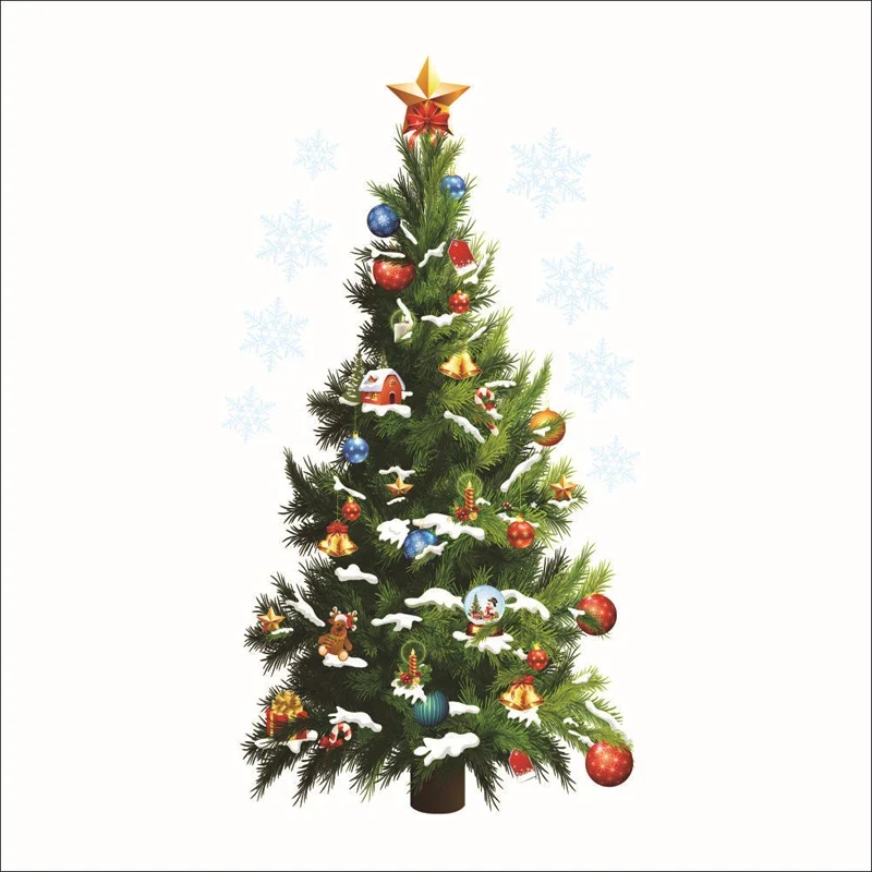 New Year Christmas Tree Wall Stickers Glass Window Home Decor Art Decals Creative 3D Living room Festival Decorations Wallpaper