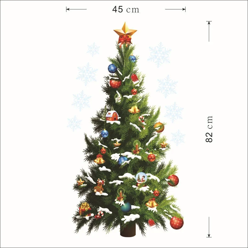 New Year Christmas Tree Wall Stickers Glass Window Home Decor Art Decals Creative 3D Living room Festival Decorations Wallpaper