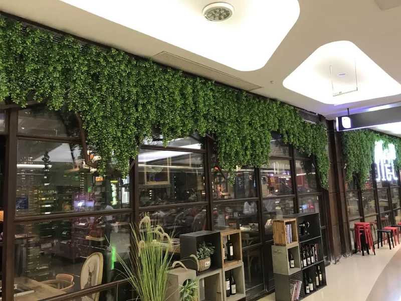 Artificial Palm Green Plants Vine Turtle Leaf Rattan Ceiling Wall Hanging Flower Maple Leaves Wedding Garden Balcony Home Decor