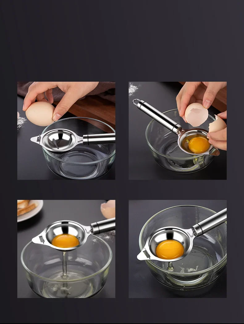 Egg White Separator Stainless Steel Tools Eggs Yolk Filter Gadgets Kitchen Accessories Separating Funnel Spoon Divider Utensils