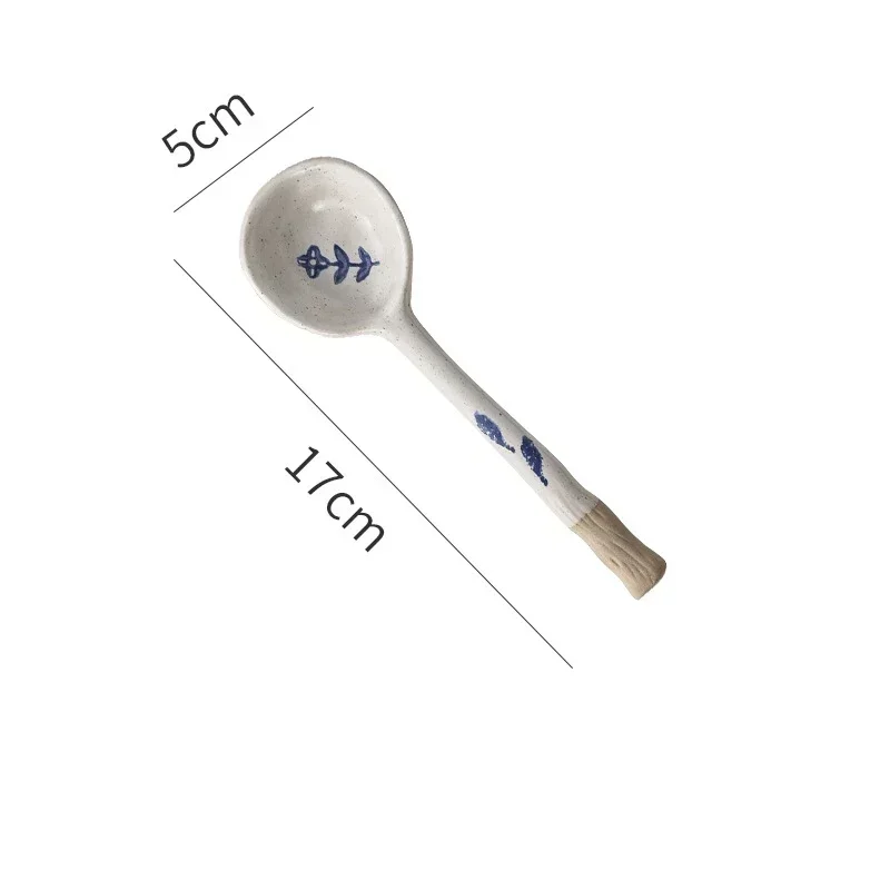 Cute Ceramic Flower Soup Spoon Kawaii Korean Ice Cream Hand Painted Dessert Spoon With Long Handle Kitchen Tableware Accessories