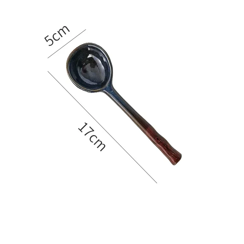 Cute Ceramic Flower Soup Spoon Kawaii Korean Ice Cream Hand Painted Dessert Spoon With Long Handle Kitchen Tableware Accessories