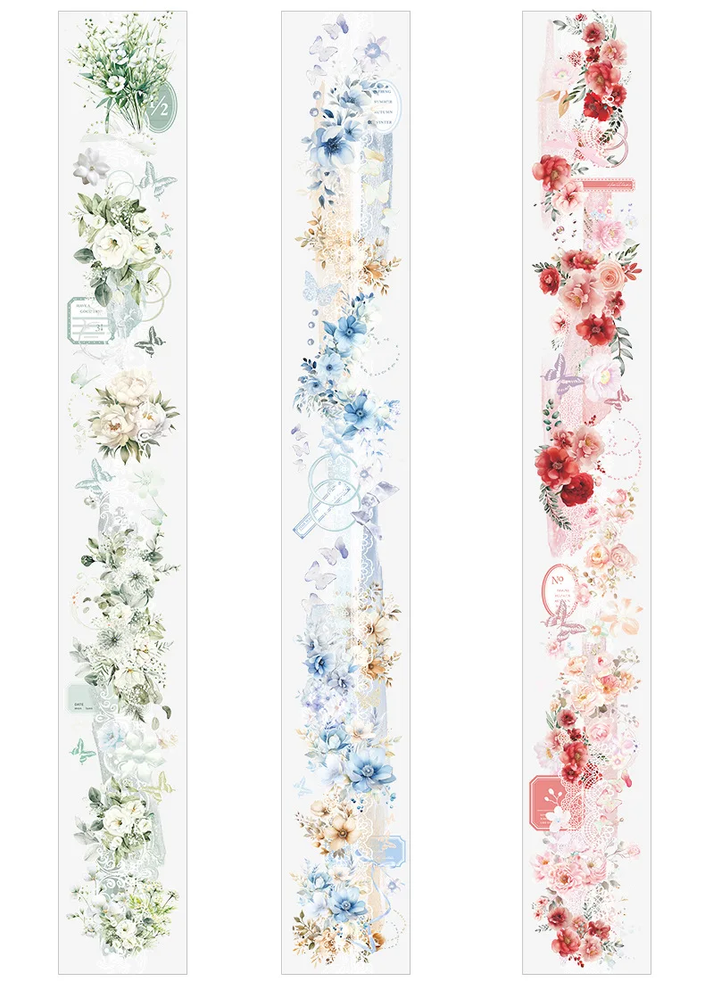 Mr. Paper 1 Roll Lace Flower PET Tape Home Decoration for Scrapbook Frame Phone Case Notebook Phone Case Collage Sticker Gifts