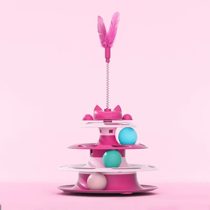 Cat Toys for Self-Entertainment: Interactive Turntable, Teaser Wand, Balls - Anti-Boredom for Kittens & Adult Cats,