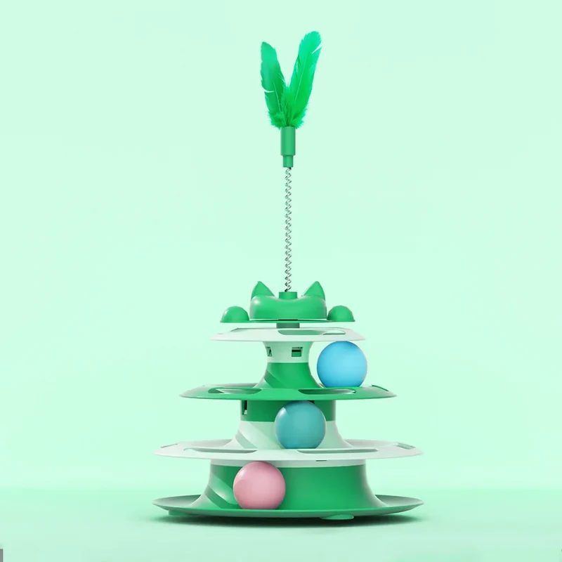 Cat Toys for Self-Entertainment: Interactive Turntable, Teaser Wand, Balls - Anti-Boredom for Kittens & Adult Cats,