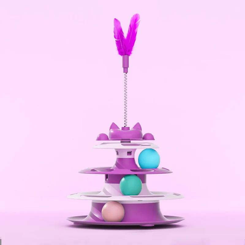 Cat Toys for Self-Entertainment: Interactive Turntable, Teaser Wand, Balls - Anti-Boredom for Kittens & Adult Cats,