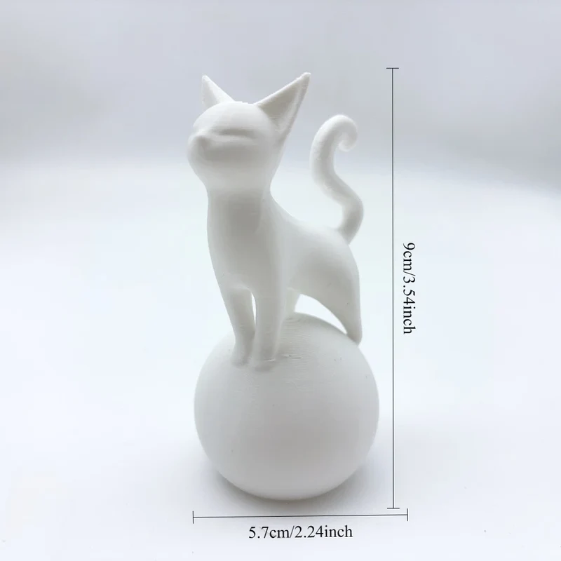 Cat Sculpture on The Ball -3D Artistic Sitting Cat Statue, Minimally Black Decoration, Cat Spherical Base Decorative Ornament