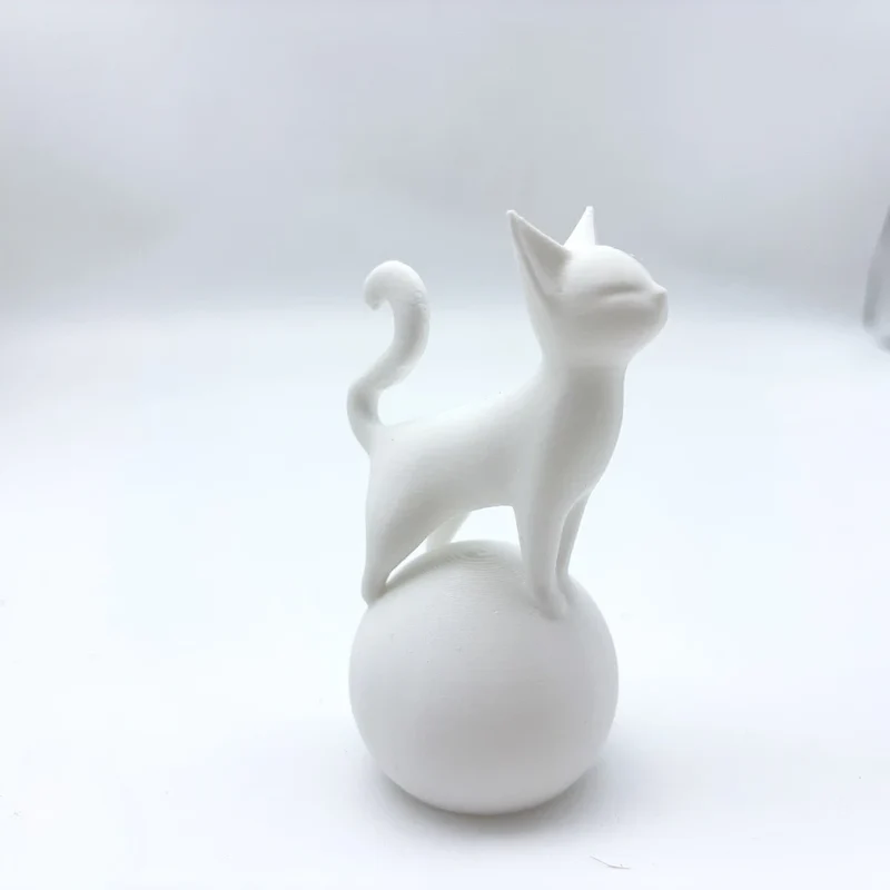 Cat Sculpture on The Ball -3D Artistic Sitting Cat Statue, Minimally Black Decoration, Cat Spherical Base Decorative Ornament