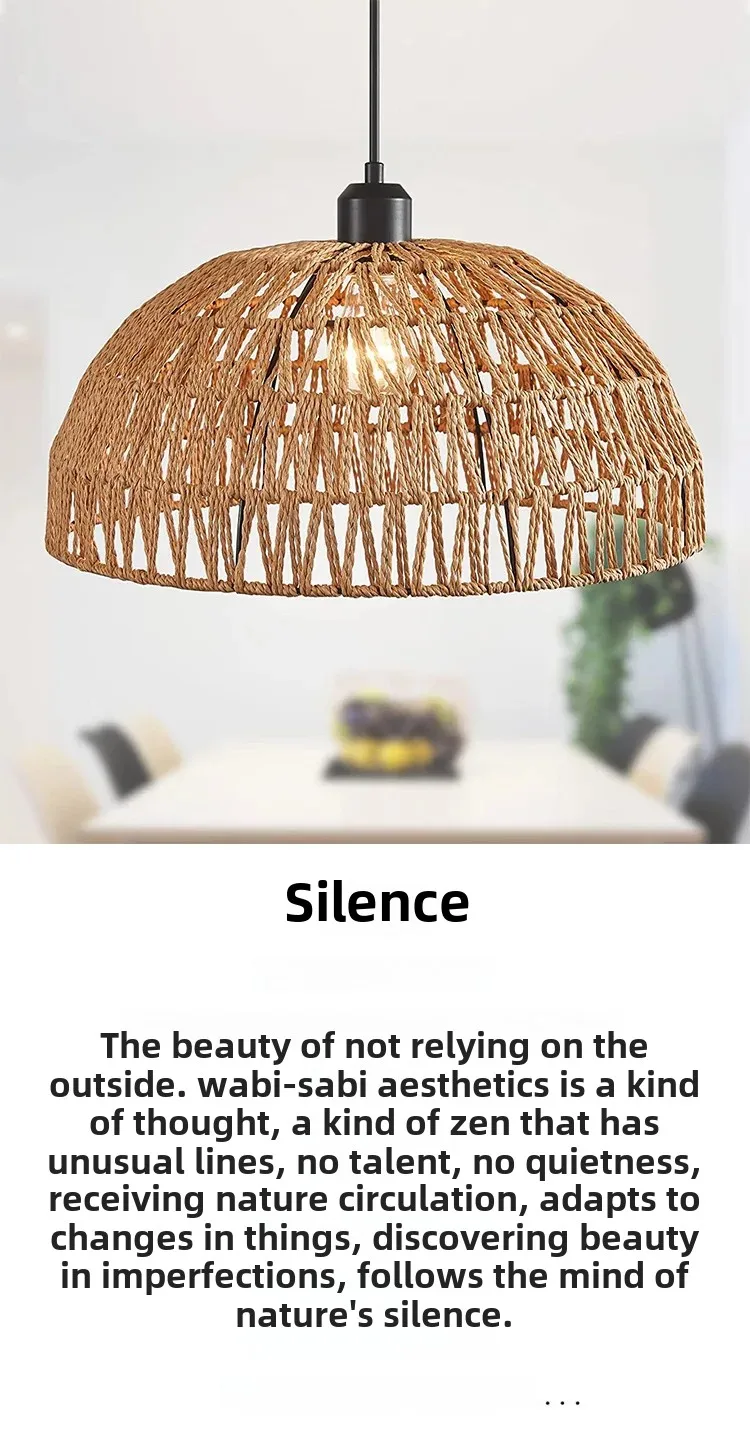 Japanese Style Hemp Rope Pendant Light, Countryside Dining Room, Bedroom, Living Room, E27 Ball Bubble Handmade Pendant Light