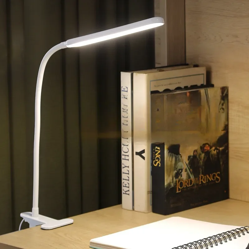 LED Adjustable Table Lamp USB 3 Colors Eye Protection Study Night Lamps Clip On Dimmable for Home Office Reading Led Desk Lamps