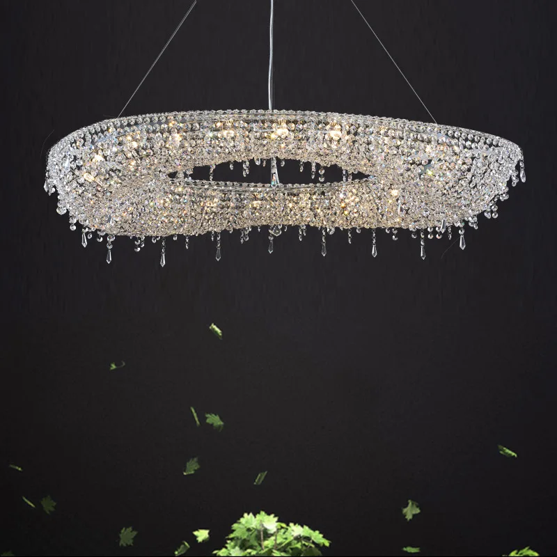2025 Modern Luxury Round Oval Crystal Chandelier For Living Dining Room Chrome Luster LED Pendant Lights Hotel Duplex Villa Lamp