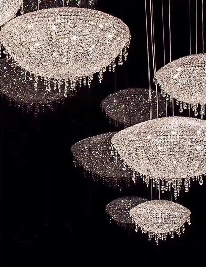 2025 Modern Luxury Round Oval Crystal Chandelier For Living Dining Room Chrome Luster LED Pendant Lights Hotel Duplex Villa Lamp