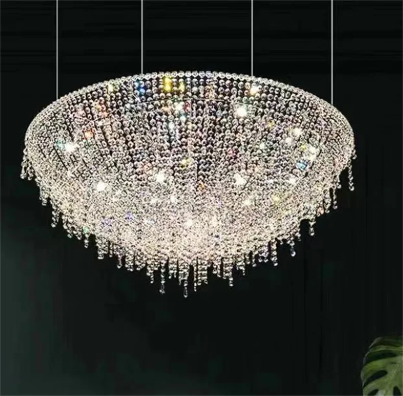 2025 Modern Luxury Round Oval Crystal Chandelier For Living Dining Room Chrome Luster LED Pendant Lights Hotel Duplex Villa Lamp
