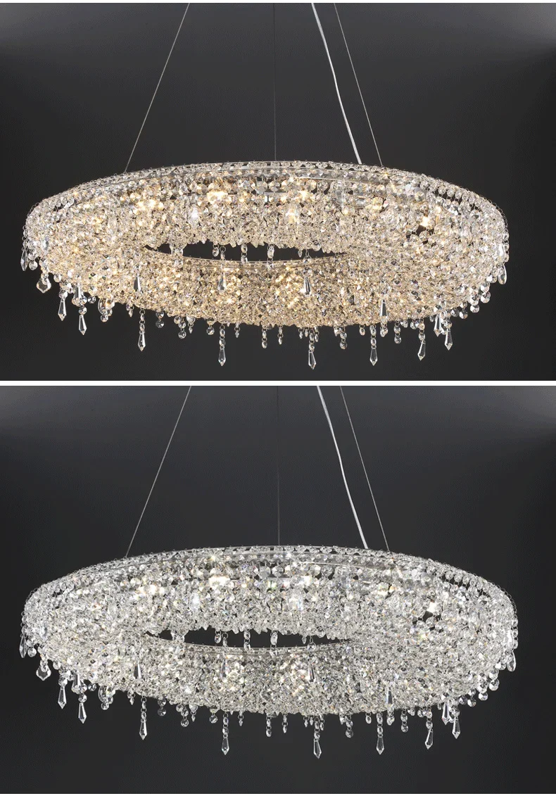 2025 Modern Luxury Round Oval Crystal Chandelier For Living Dining Room Chrome Luster LED Pendant Lights Hotel Duplex Villa Lamp