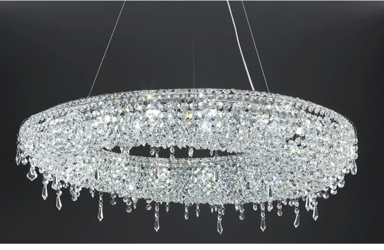 2025 Modern Luxury Round Oval Crystal Chandelier For Living Dining Room Chrome Luster LED Pendant Lights Hotel Duplex Villa Lamp