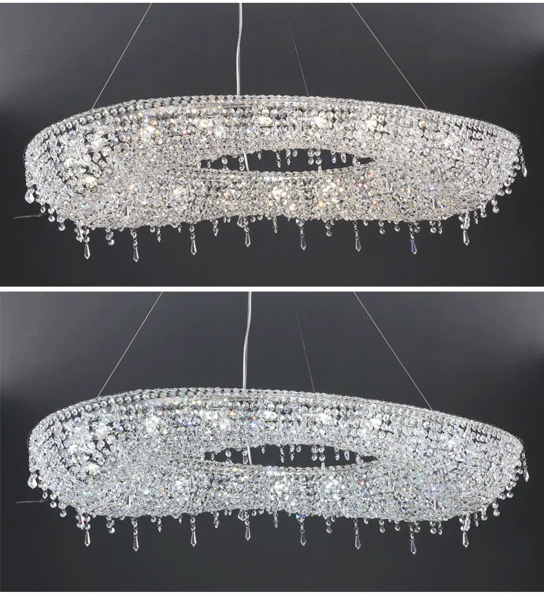 2025 Modern Luxury Round Oval Crystal Chandelier For Living Dining Room Chrome Luster LED Pendant Lights Hotel Duplex Villa Lamp