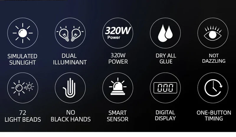 Professional 72 LEDS UV LED Nail Lamp For Fast Gel Nail Polish 320W Nail Dryer With 4 Timer Automatic Sensing For Salon