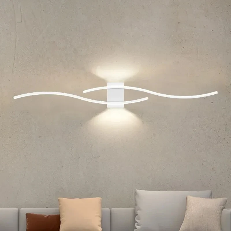 LED Wall Lamp 60/80CM Remote Control Wall Sconce Living Room TV Background Decor Bedroom Kitchen Stair Home Decor Led Lighting