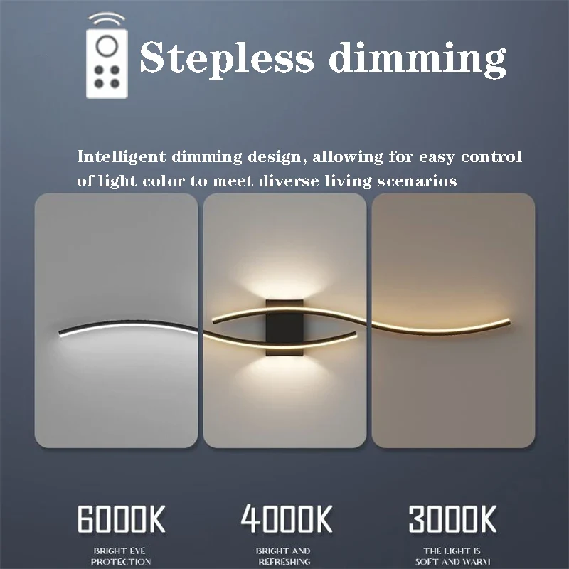 LED Wall Lamp 60/80CM Remote Control Wall Sconce Living Room TV Background Decor Bedroom Kitchen Stair Home Decor Led Lighting