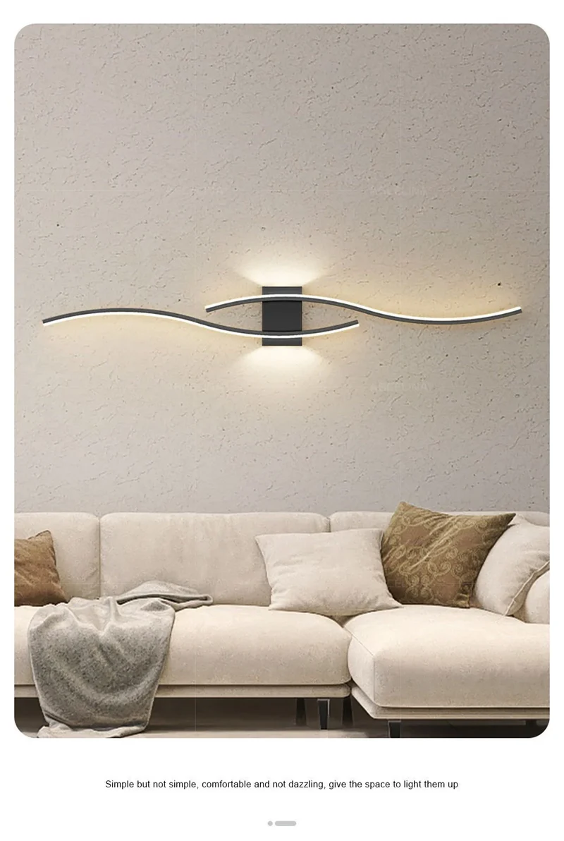 LED Wall Lamp 60/80CM Remote Control Wall Sconce Living Room TV Background Decor Bedroom Kitchen Stair Home Decor Led Lighting