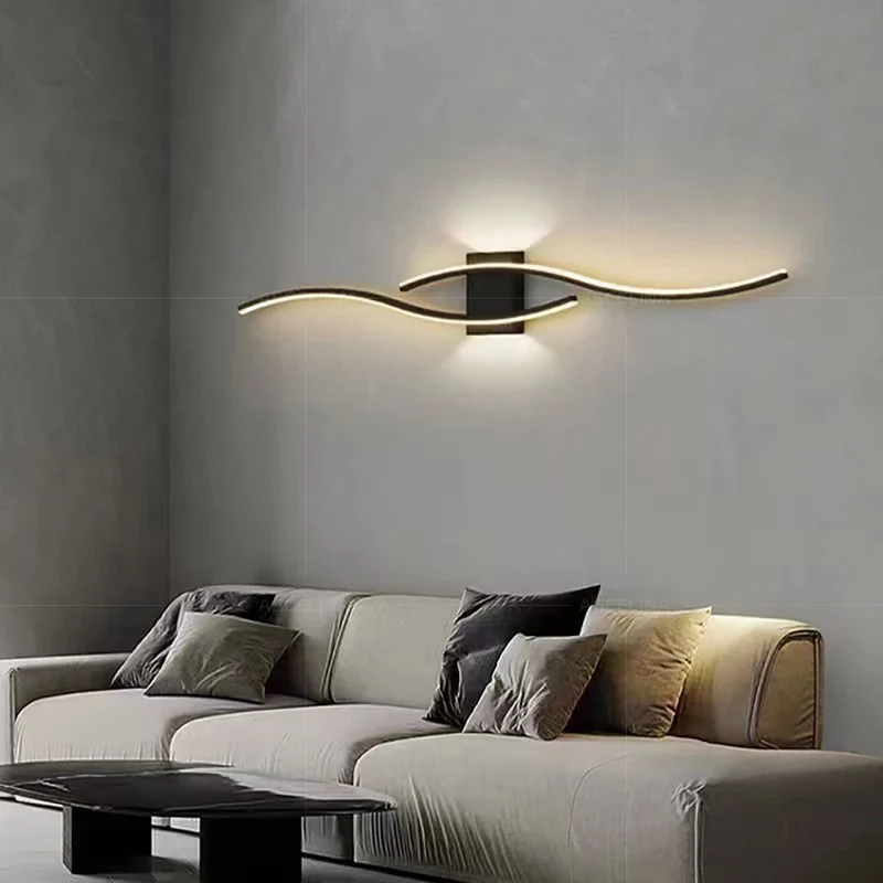 LED Wall Lamp 60/80CM Remote Control Wall Sconce Living Room TV Background Decor Bedroom Kitchen Stair Home Decor Led Lighting