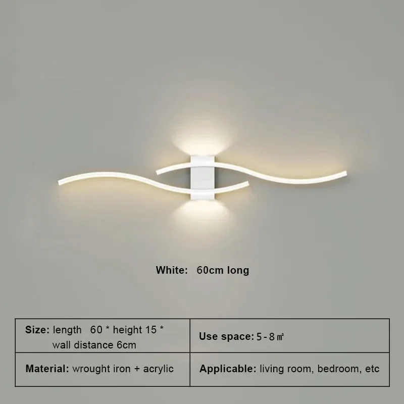 LED Wall Lamp 60/80CM Remote Control Wall Sconce Living Room TV Background Decor Bedroom Kitchen Stair Home Decor Led Lighting