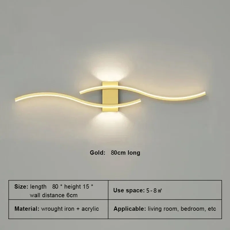 LED Wall Lamp 60/80CM Remote Control Wall Sconce Living Room TV Background Decor Bedroom Kitchen Stair Home Decor Led Lighting