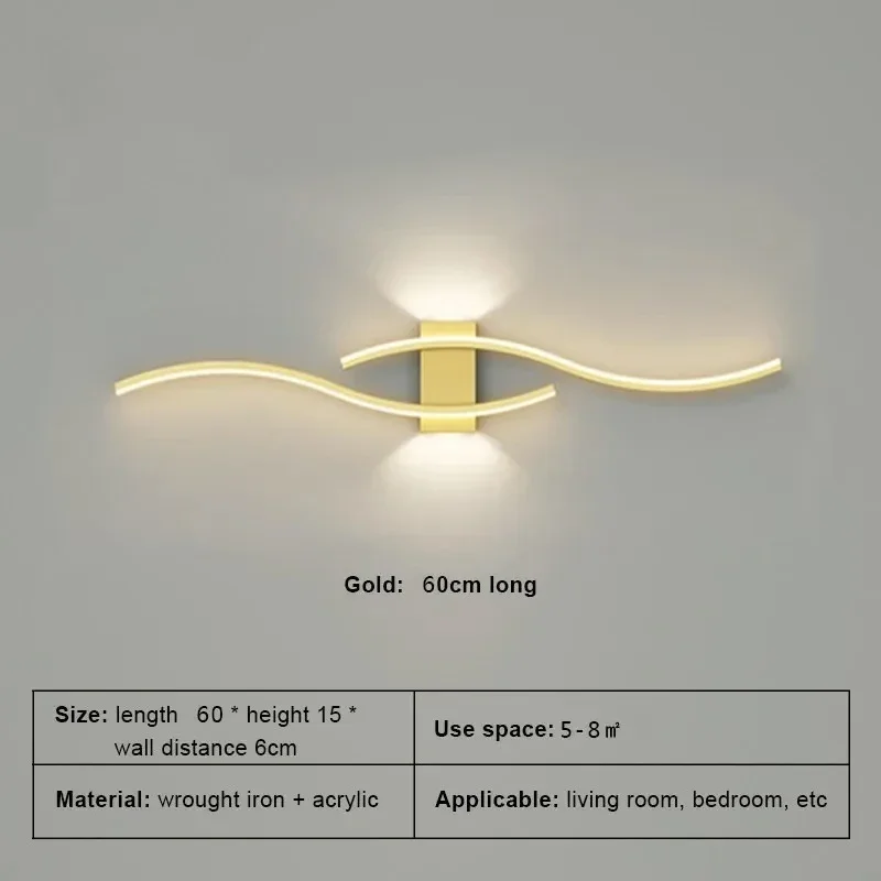 LED Wall Lamp 60/80CM Remote Control Wall Sconce Living Room TV Background Decor Bedroom Kitchen Stair Home Decor Led Lighting