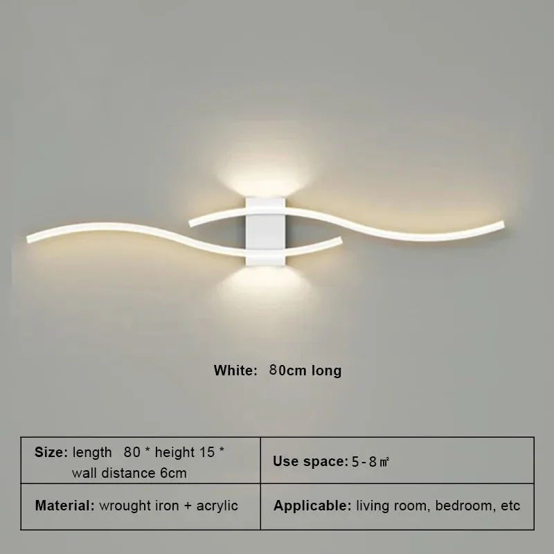 LED Wall Lamp 60/80CM Remote Control Wall Sconce Living Room TV Background Decor Bedroom Kitchen Stair Home Decor Led Lighting