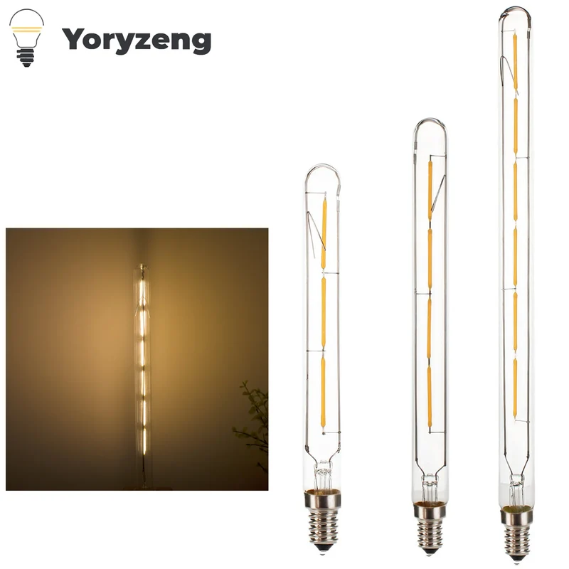3W 4W 6W T20 E14 LED Tube Light Bulb SES Vintage Retro Filament COB 220V 240V Tubular Antique Lamp 2700K Warm White Glass Shell