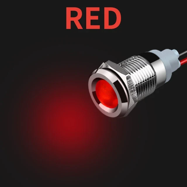 1pcs Alumina LED Warning Indicator Light Signal Lamp Pilot Wire 3-6 12-24 220V 6/8/10/12/16/19/22mm Power Waterproof IP65 Black