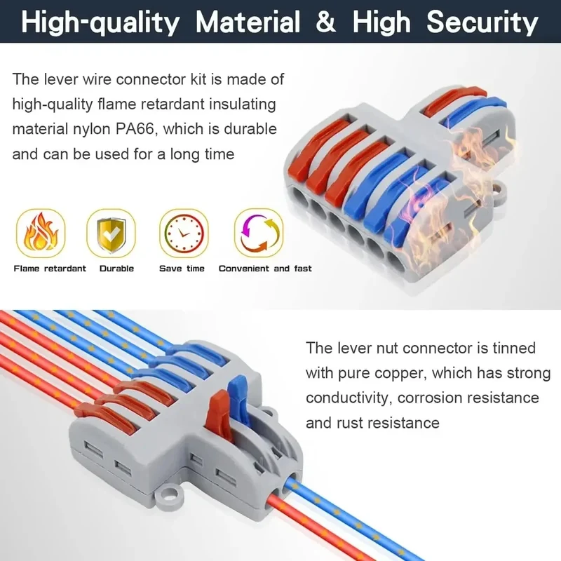 SPL2/3/4/5 Connector Wiring Terminal Quick PCT Lamp Wire Connector Parallel Wire Junction Box 1/2/3/4/5 in Multiple Out Splitter
