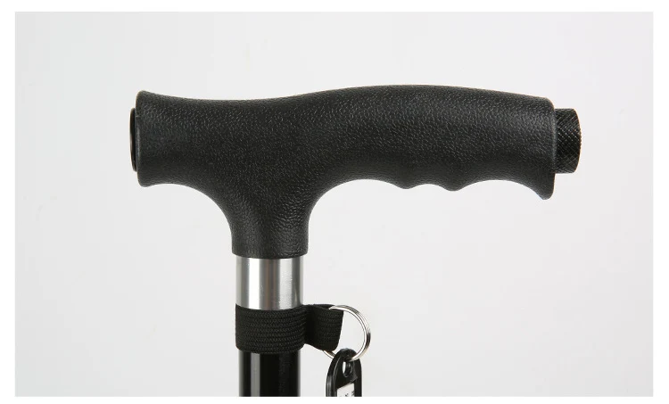 1pc Old People Crutch 60-94cm Telescoping Aluminum Alloy Rod Walking Stick T-handle with Lamp
