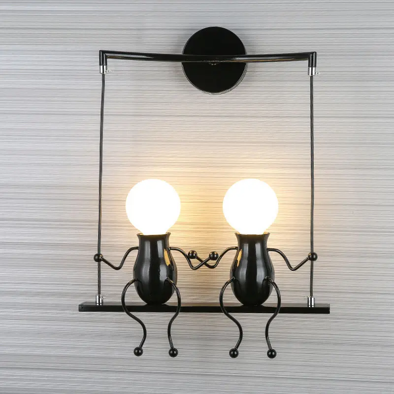 Humanoid Creative Wall Light Modern Simple Little Man Bedside Lamp Sconce Indoor Decor Hanging Lighting for Children Bedroom LED