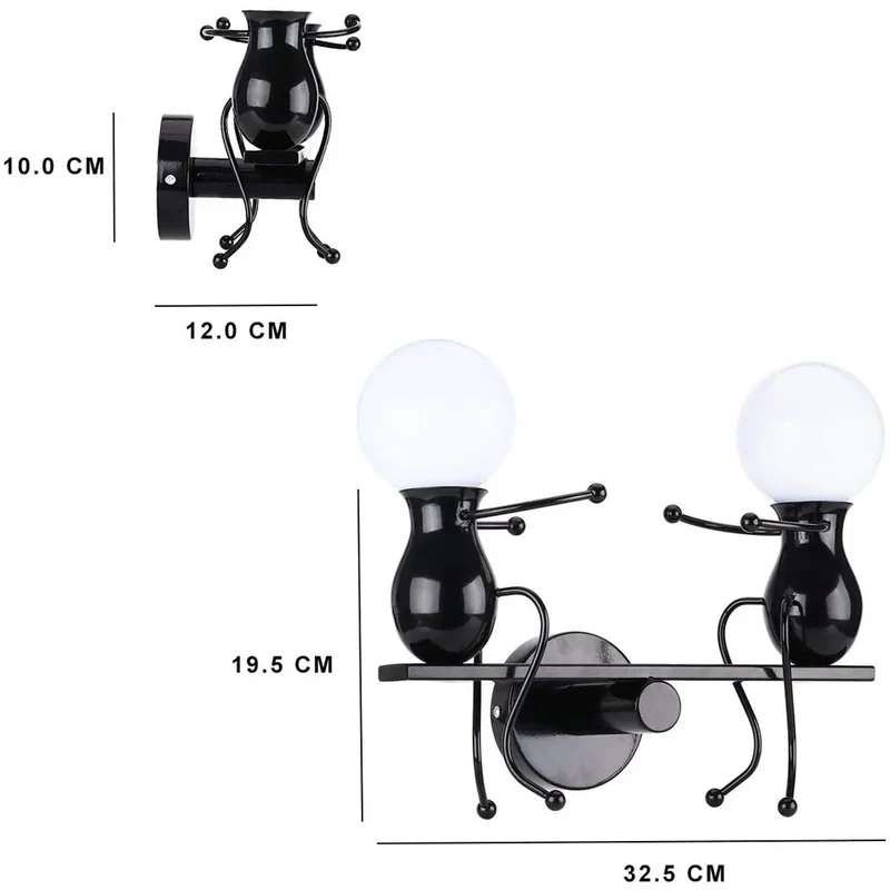 Humanoid Creative Wall Light Modern Simple Little Man Bedside Lamp Sconce Indoor Decor Hanging Lighting for Children Bedroom LED