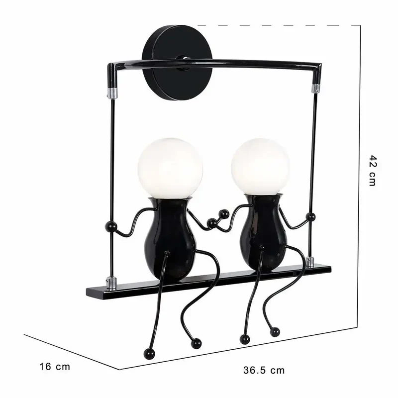 Humanoid Creative Wall Light Modern Simple Little Man Bedside Lamp Sconce Indoor Decor Hanging Lighting for Children Bedroom LED