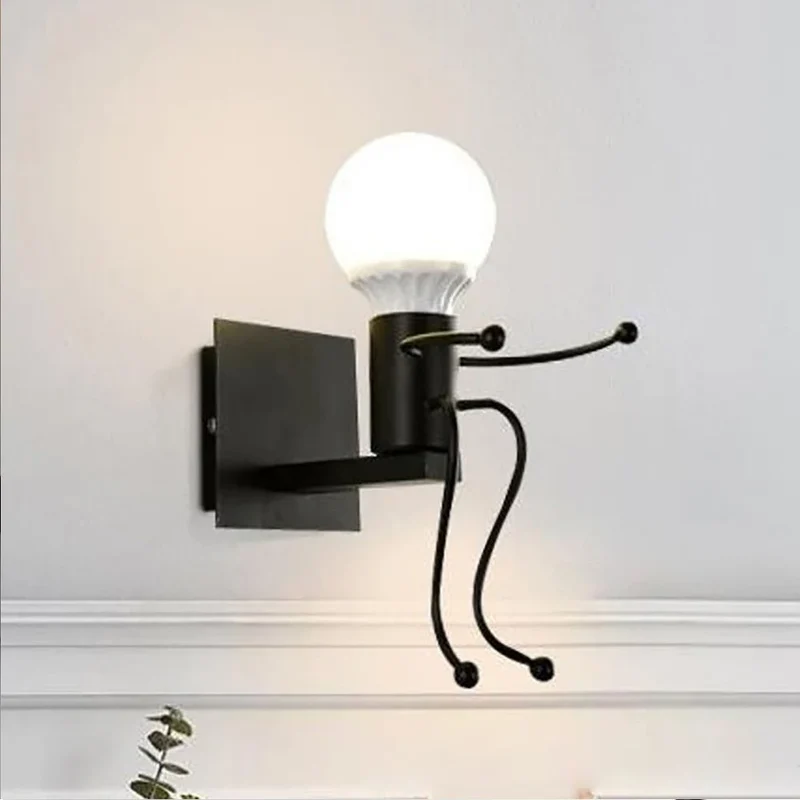 Humanoid Creative Wall Light Modern Simple Little Man Bedside Lamp Sconce Indoor Decor Hanging Lighting for Children Bedroom LED