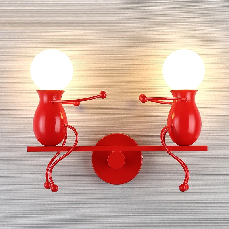 Humanoid Creative Wall Light Modern Simple Little Man Bedside Lamp Sconce Indoor Decor Hanging Lighting for Children Bedroom LED