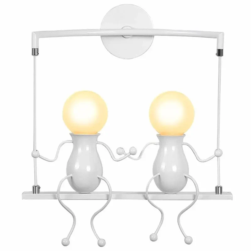 Humanoid Creative Wall Light Modern Simple Little Man Bedside Lamp Sconce Indoor Decor Hanging Lighting for Children Bedroom LED