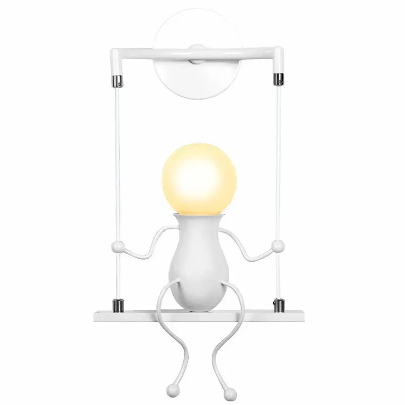 Humanoid Creative Wall Light Modern Simple Little Man Bedside Lamp Sconce Indoor Decor Hanging Lighting for Children Bedroom LED