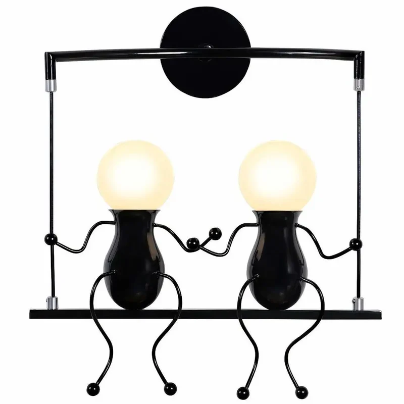 Humanoid Creative Wall Light Modern Simple Little Man Bedside Lamp Sconce Indoor Decor Hanging Lighting for Children Bedroom LED