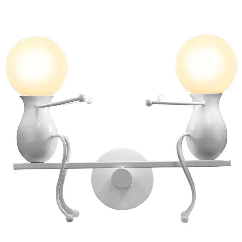 Humanoid Creative Wall Light Modern Simple Little Man Bedside Lamp Sconce Indoor Decor Hanging Lighting for Children Bedroom LED