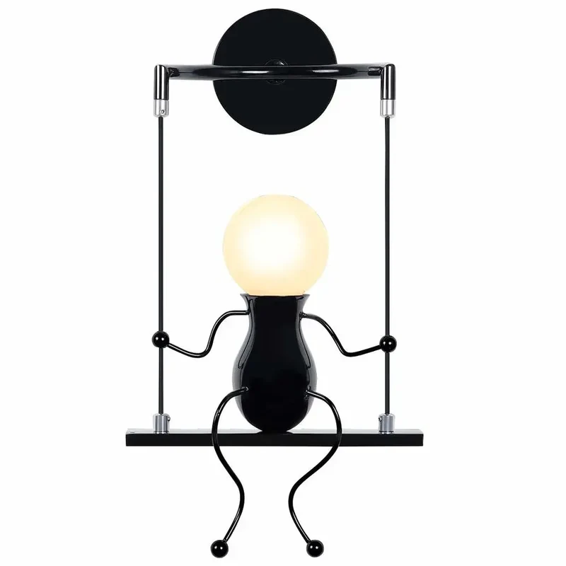 Humanoid Creative Wall Light Modern Simple Little Man Bedside Lamp Sconce Indoor Decor Hanging Lighting for Children Bedroom LED