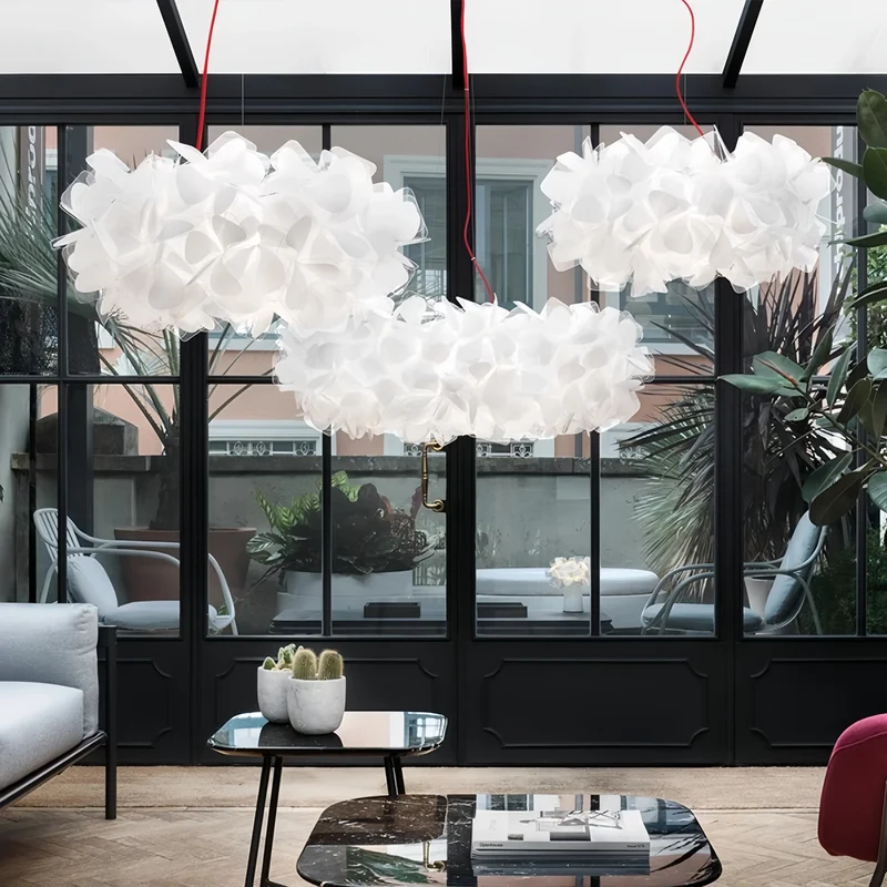 Modern Hanging Ceiling Lamp Chandelier for Living Room Lustre Petal Pendant Chandelier Bedroom Restaurant Black Indoor Lights