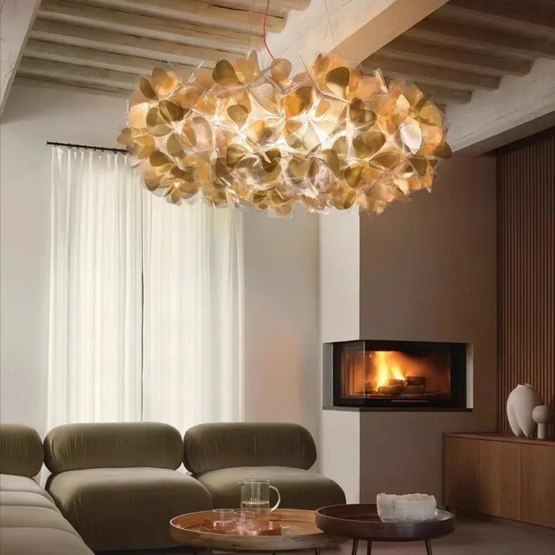 Modern Hanging Ceiling Lamp Chandelier for Living Room Lustre Petal Pendant Chandelier Bedroom Restaurant Black Indoor Lights